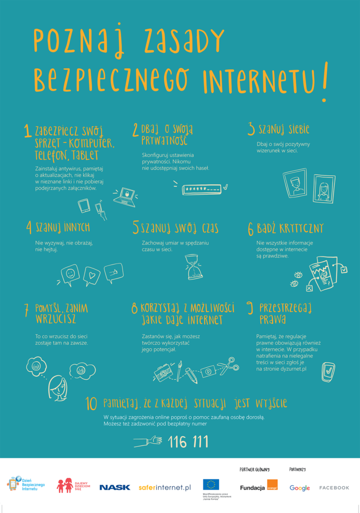 zasady bezpiecznego internetu plakat DBI 2020