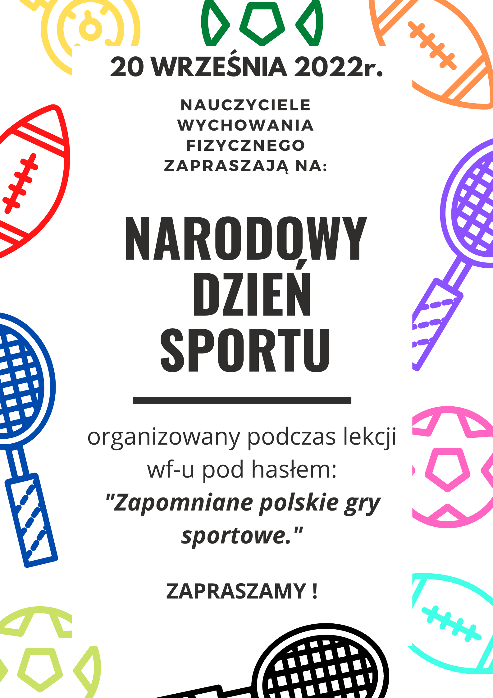 Plakat narodowego dnia sportu