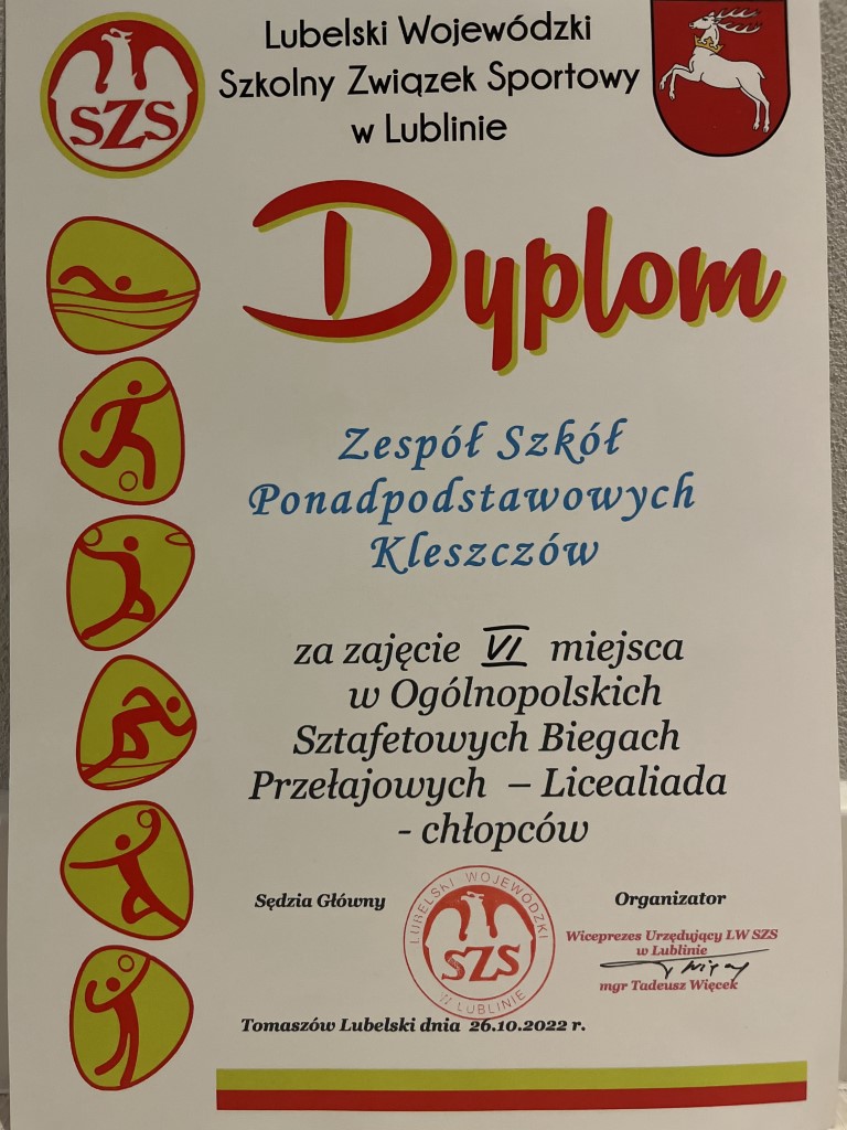 Dyplom z Mistrzostw Polski